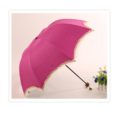 【生產廠家批發定制品牌高檔防曬太陽傘超強防紫外線花邊三折疊傘】價格,廠家,圖片,雨衣,上海天日傘業-